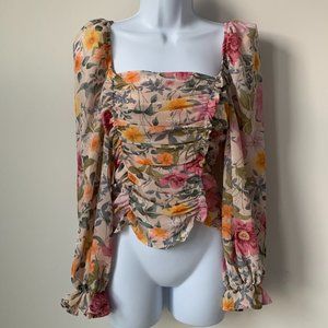 (SOLD) NWT Astr Tonina floral puff sleeve top - size M